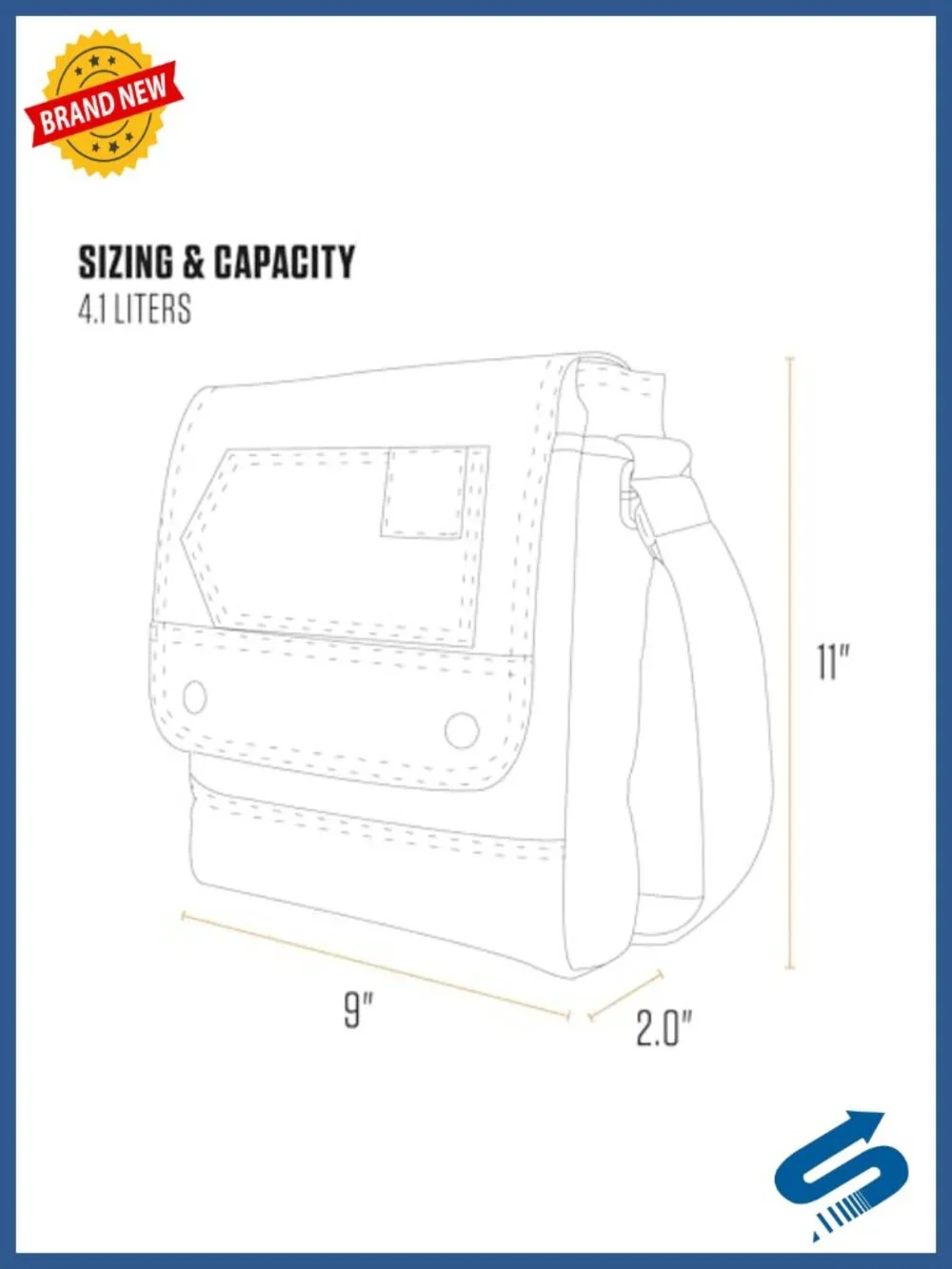 Crossbody Snap Bag, 600D Polyester, Adjustable Strap, 15